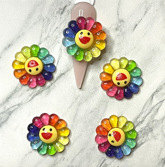 Smiling glossy Colorful Sunflower- 10 pcs